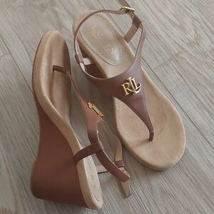 Ralph Lauren Brown Wedge Sandals